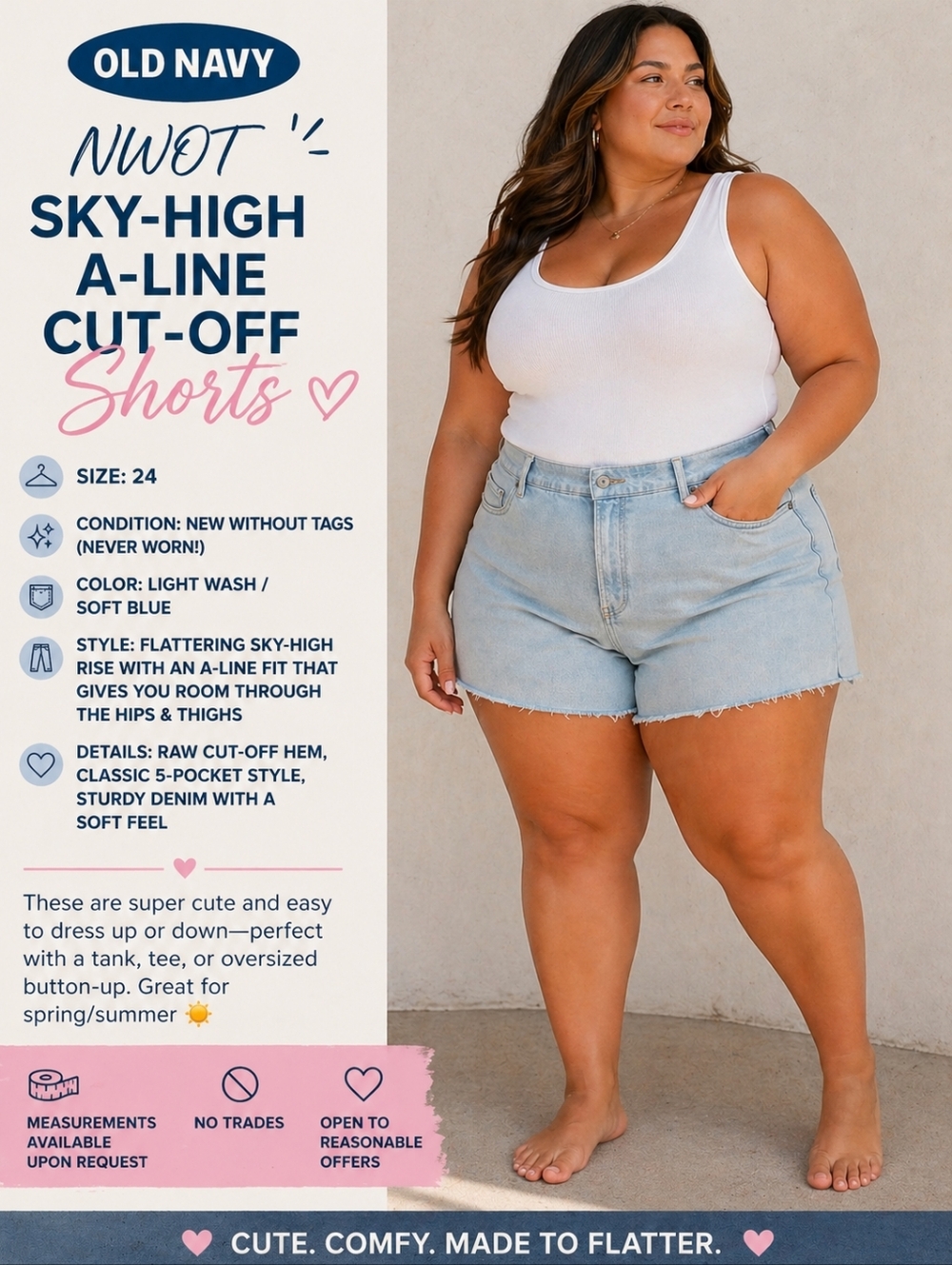NWOT-Old Navy Sky High A Line Cut Off Shorts